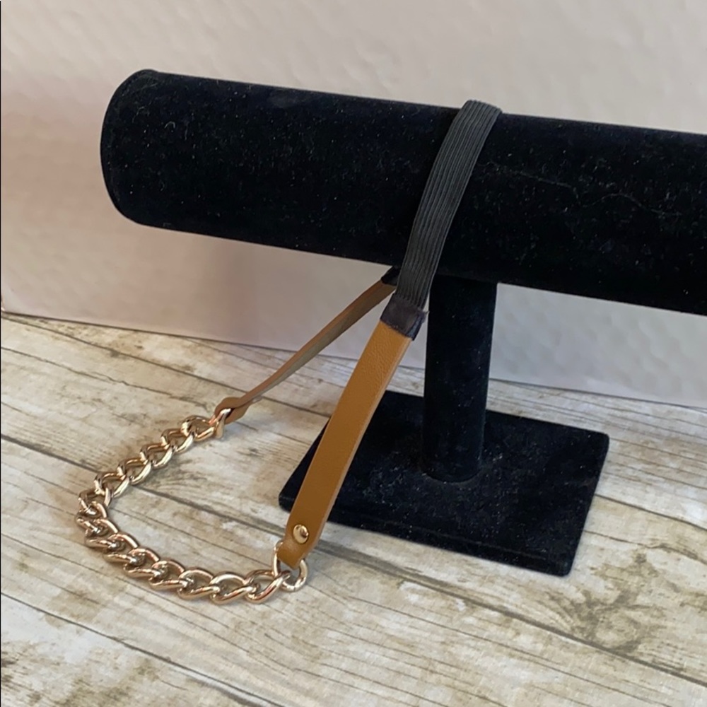 🌸 Urban Camel Tan Faux Leather Chain Headwrap